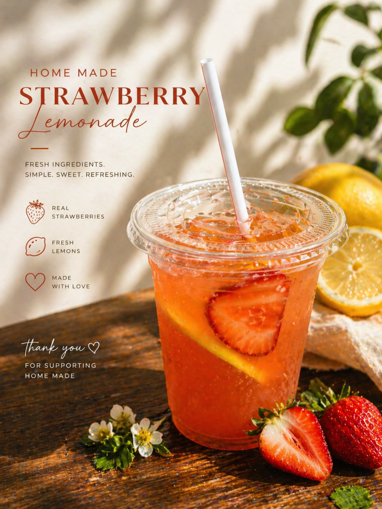 Homemade strawberry lemonade